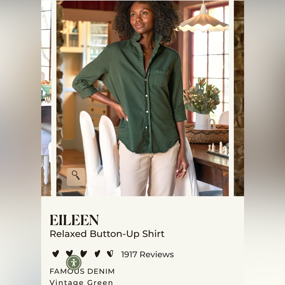 Frank & Eileen — Eileen shirt in vintage green size L — washed 1x never worn